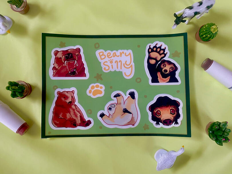 &quot;Beary Silly&quot; sticker sheet