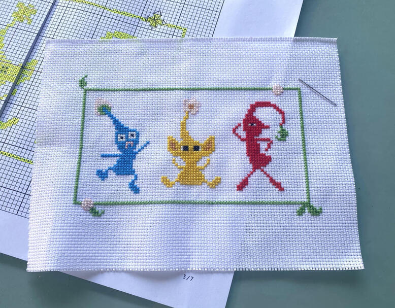 Pikmin cross stitch kit